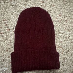 Burgundy Ribbed Knit Beanie